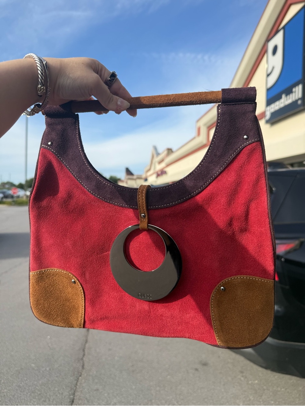 GUESS Vintage Rare Genuine Suede Handbag - Picture 4 of 4
